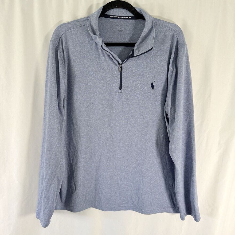 Polo Ralph Lauren 1/4 Zip Sweater Men's Large Blue Long Sleeve Collared Zip Up